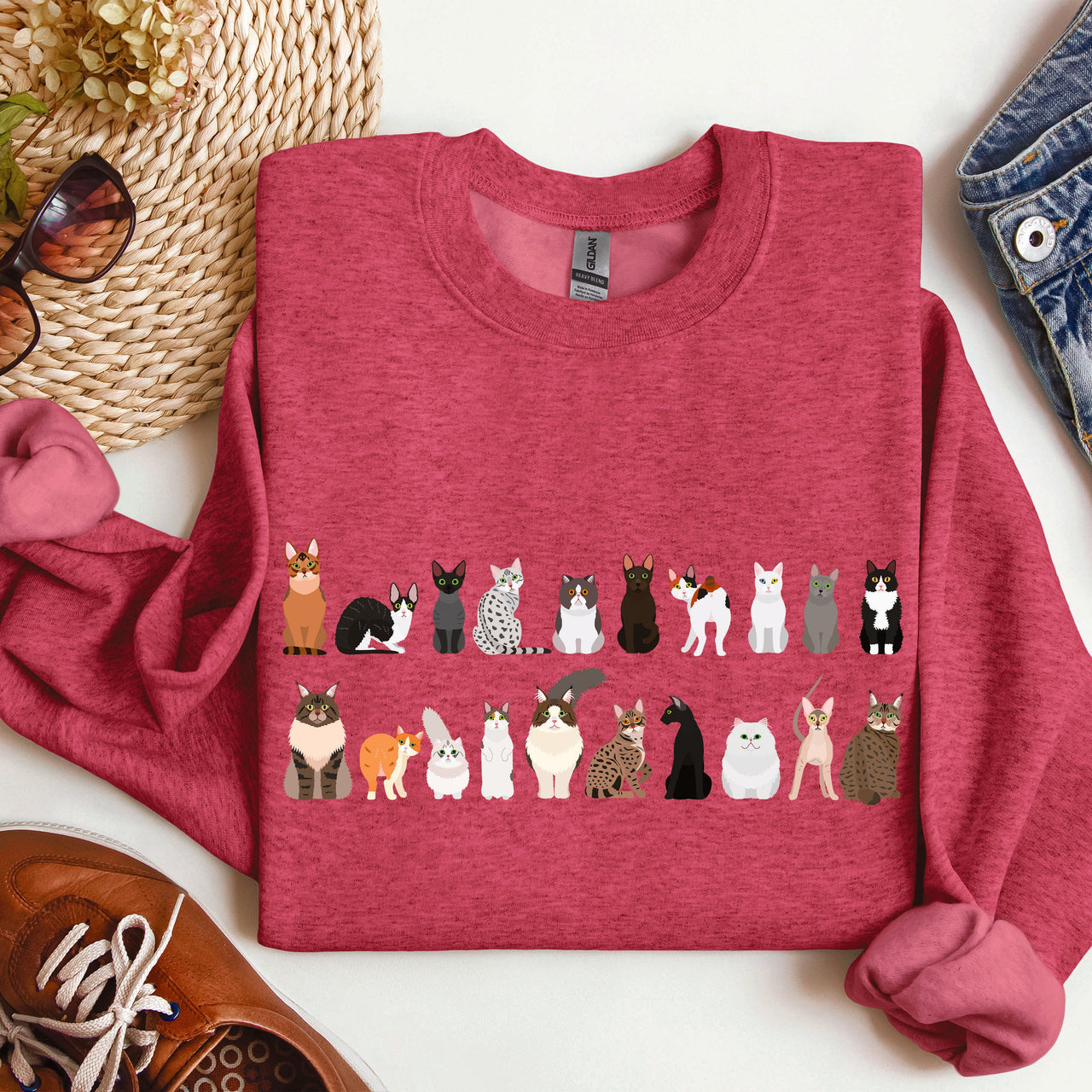 Cat Breeds Animal Lover Premium Fleece Lined Cozy Graphic Sweatshirt