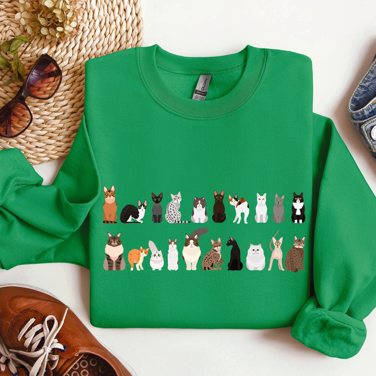 Cat Breeds Animal Lover Premium Fleece Lined Cozy Graphic Sweatshirt