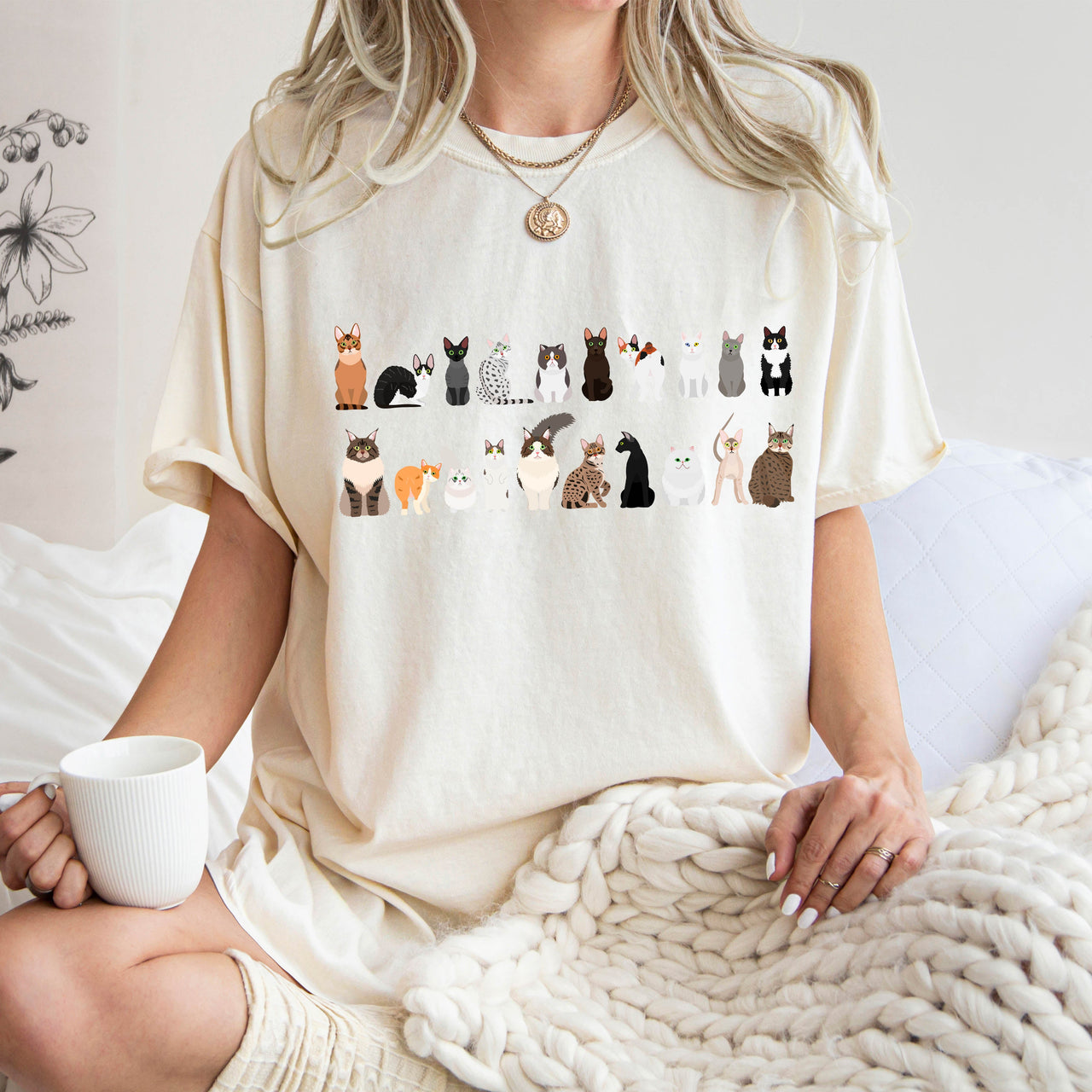 Cat Lovers Farm Animal Illustration Breeds And Cat Portraits Art Comfort Colors Tee