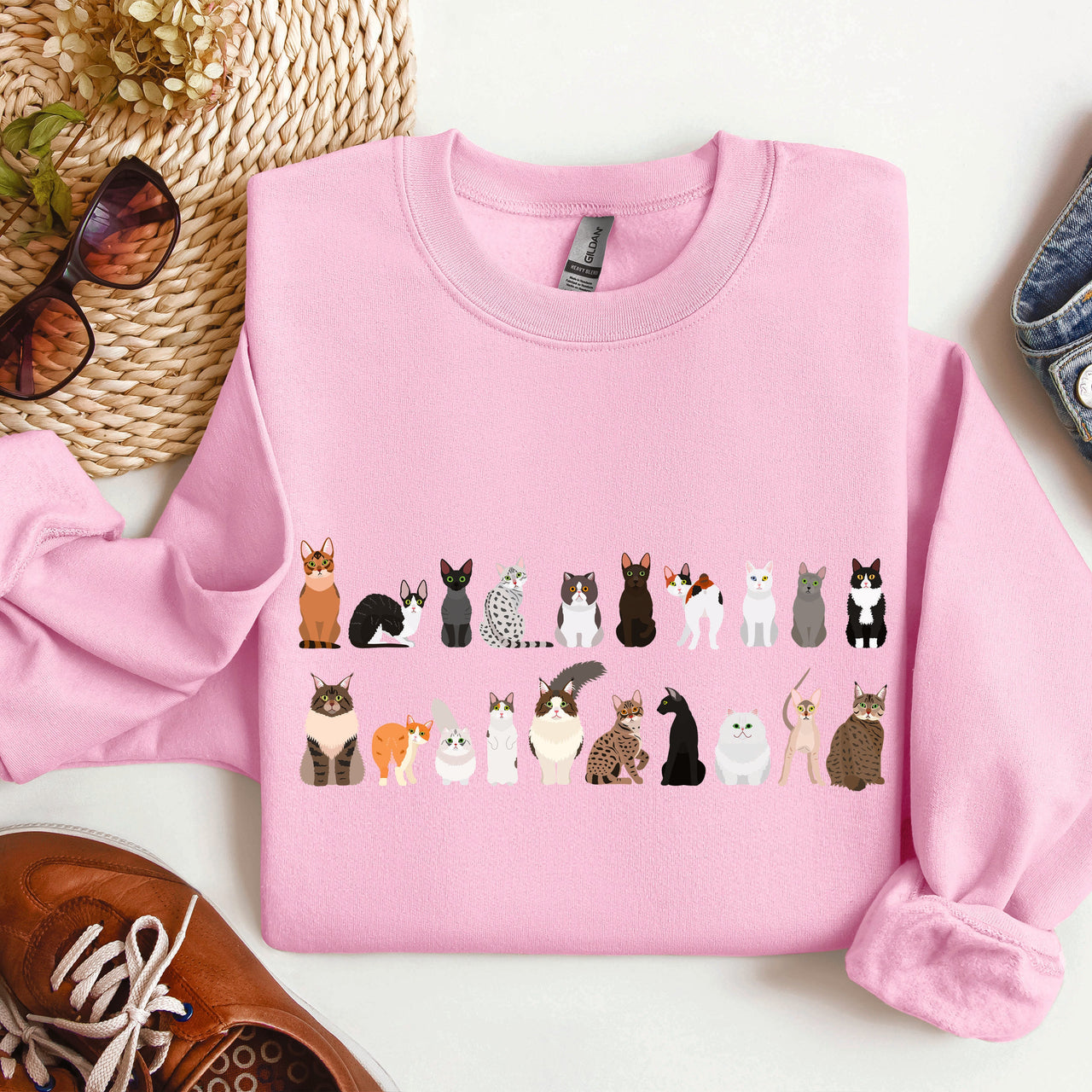 Cat Breeds Animal Lover Premium Fleece Lined Cozy Graphic Sweatshirt