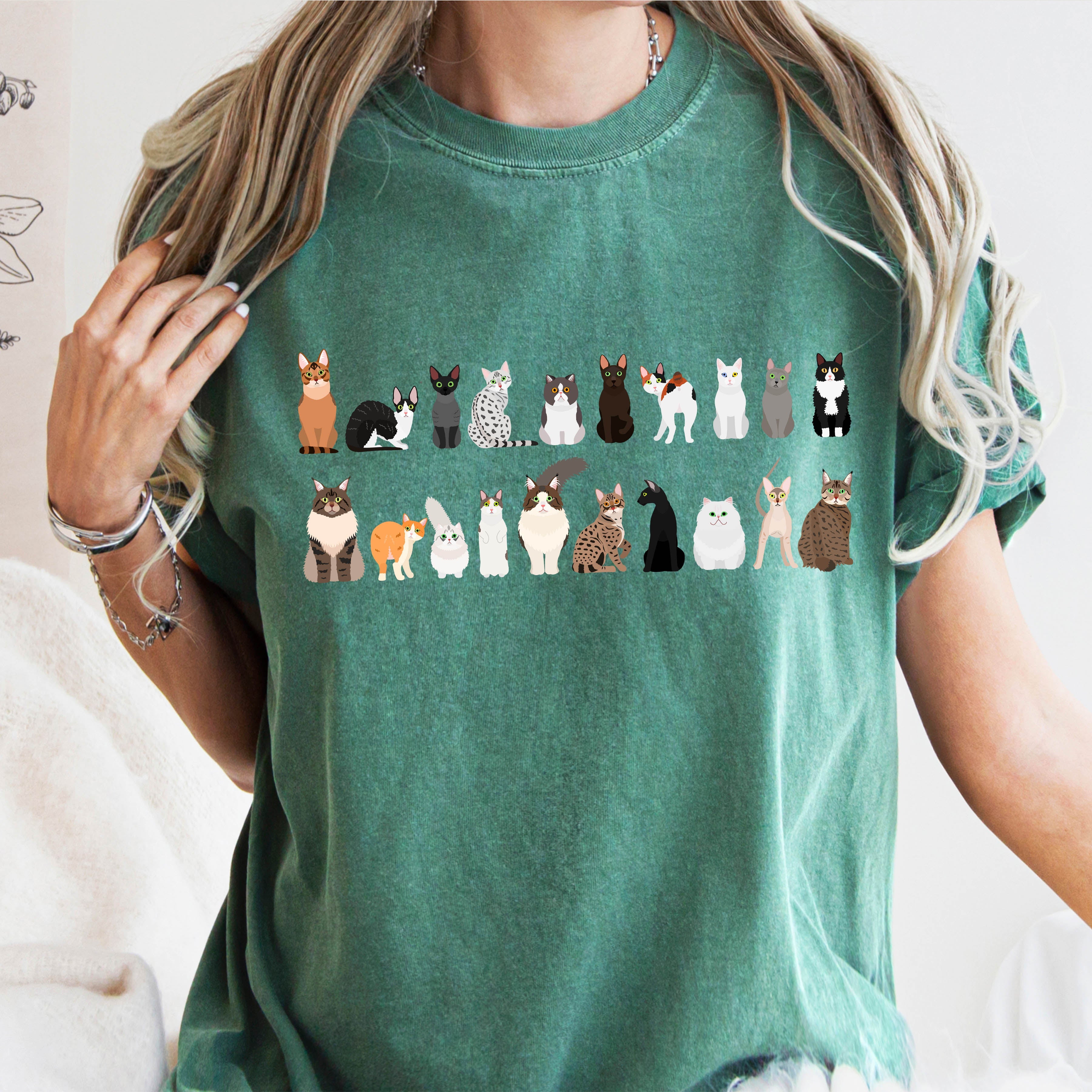 Cat Lovers Farm Animal Illustration Breeds And Cat Portraits Art Comfort Colors Tee