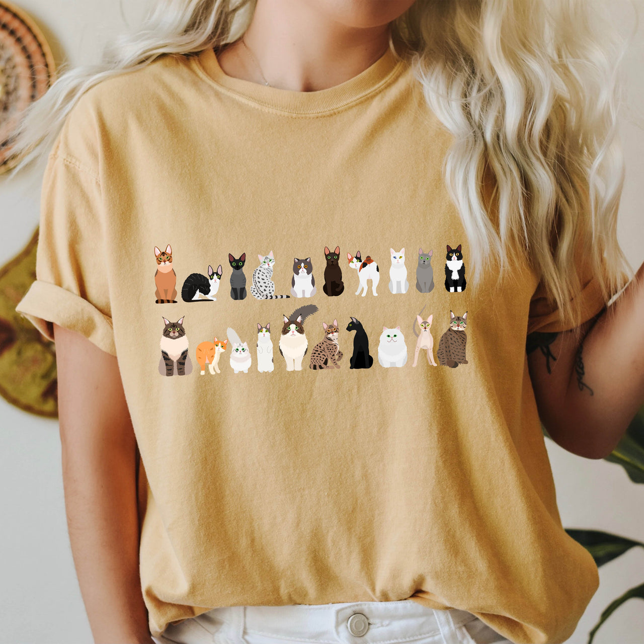 Cat Lovers Farm Animal Illustration Breeds And Cat Portraits Art Comfort Colors Tee