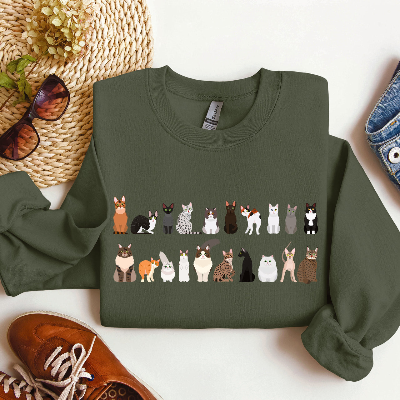 Cat Breeds Animal Lover Premium Fleece Lined Cozy Graphic Sweatshirt