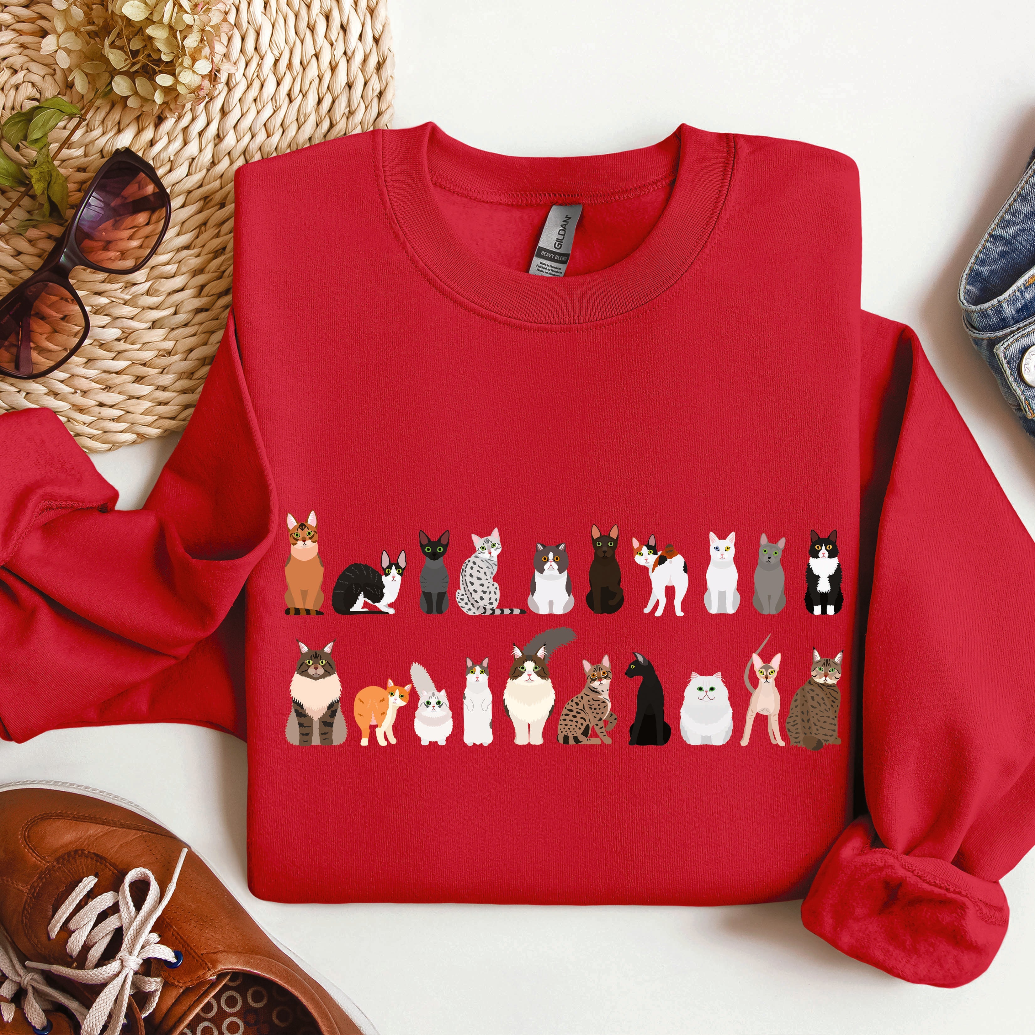 Cat Breeds Animal Lover Premium Fleece Lined Cozy Graphic Sweatshirt