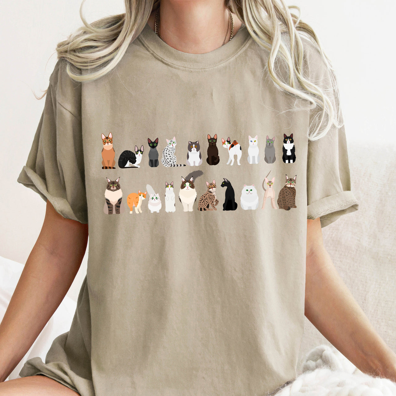 Cat Lovers Farm Animal Illustration Breeds And Cat Portraits Art Comfort Colors Tee