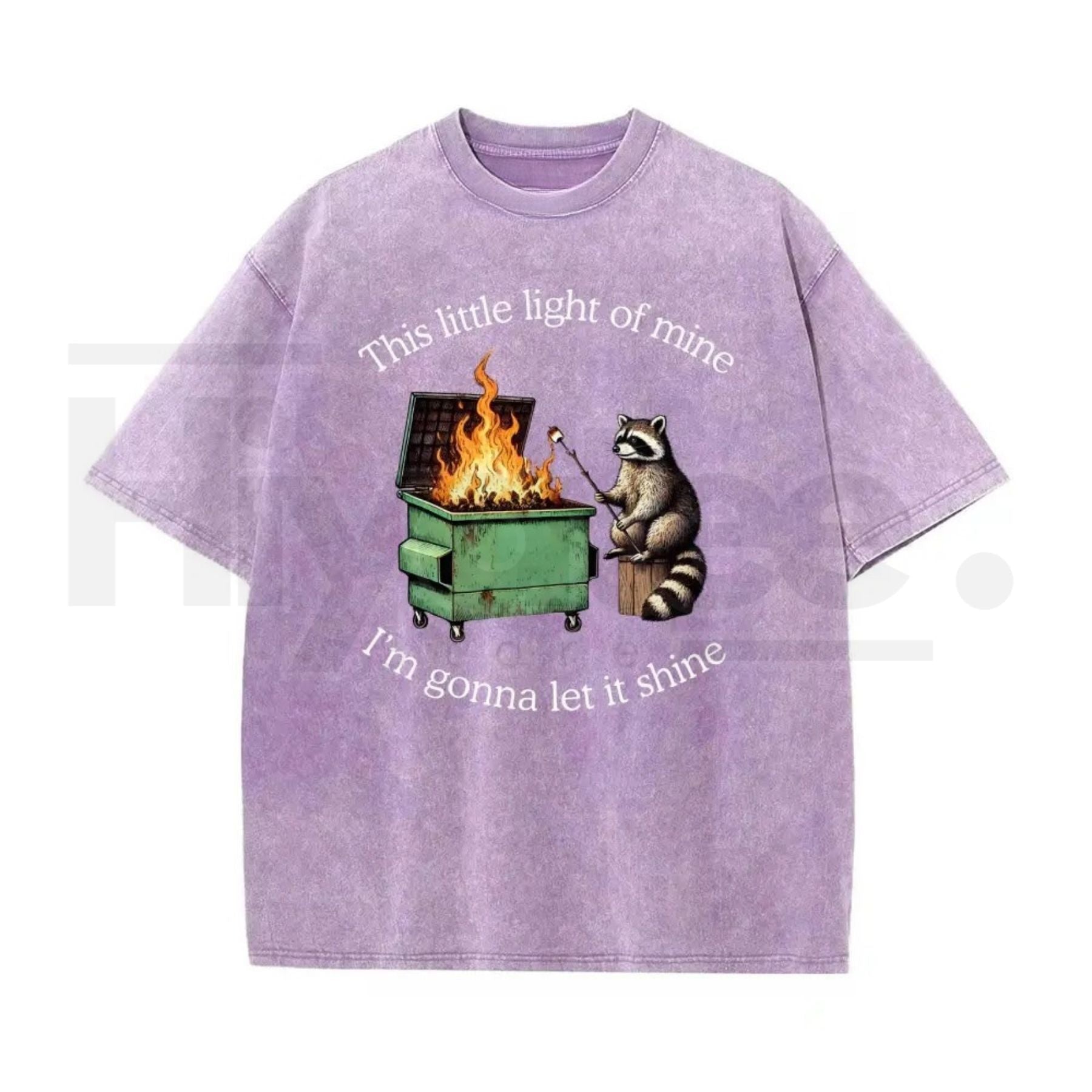 Raccoon “Let It Shine” Vintage Washed T-Shirt – Oversized Batik Cotton Inspirational Graphic Tee
