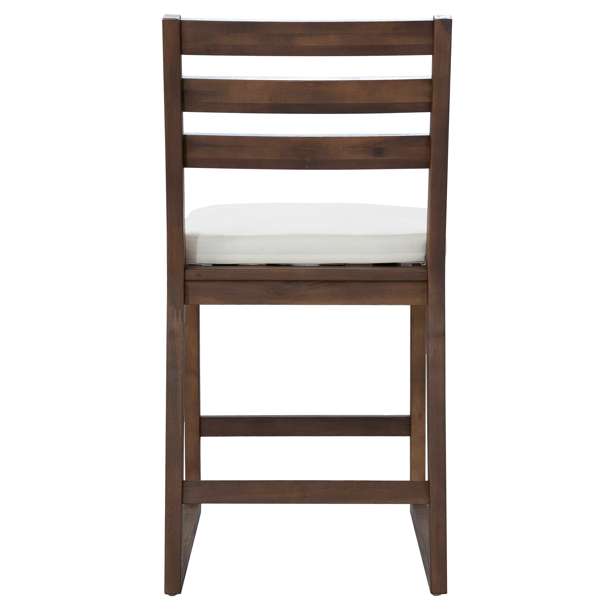 TREXM Rustic Patio Bar Set with Ergonomic Chairs, Solid Wood Slatted Tabletop in Mocha+Beige Cushion