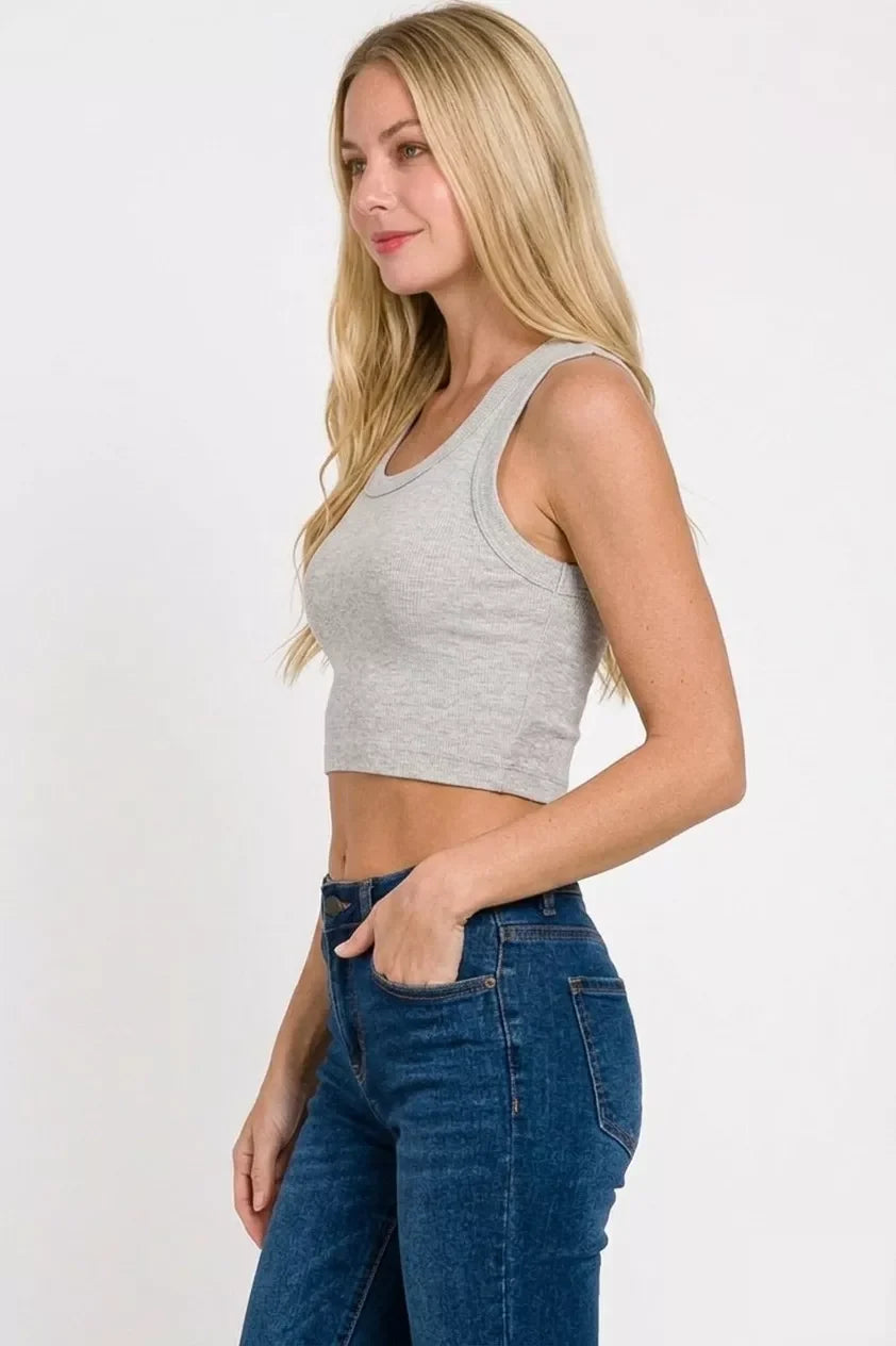Zenana Ribbed Scoop Neck Cropped Tank Top