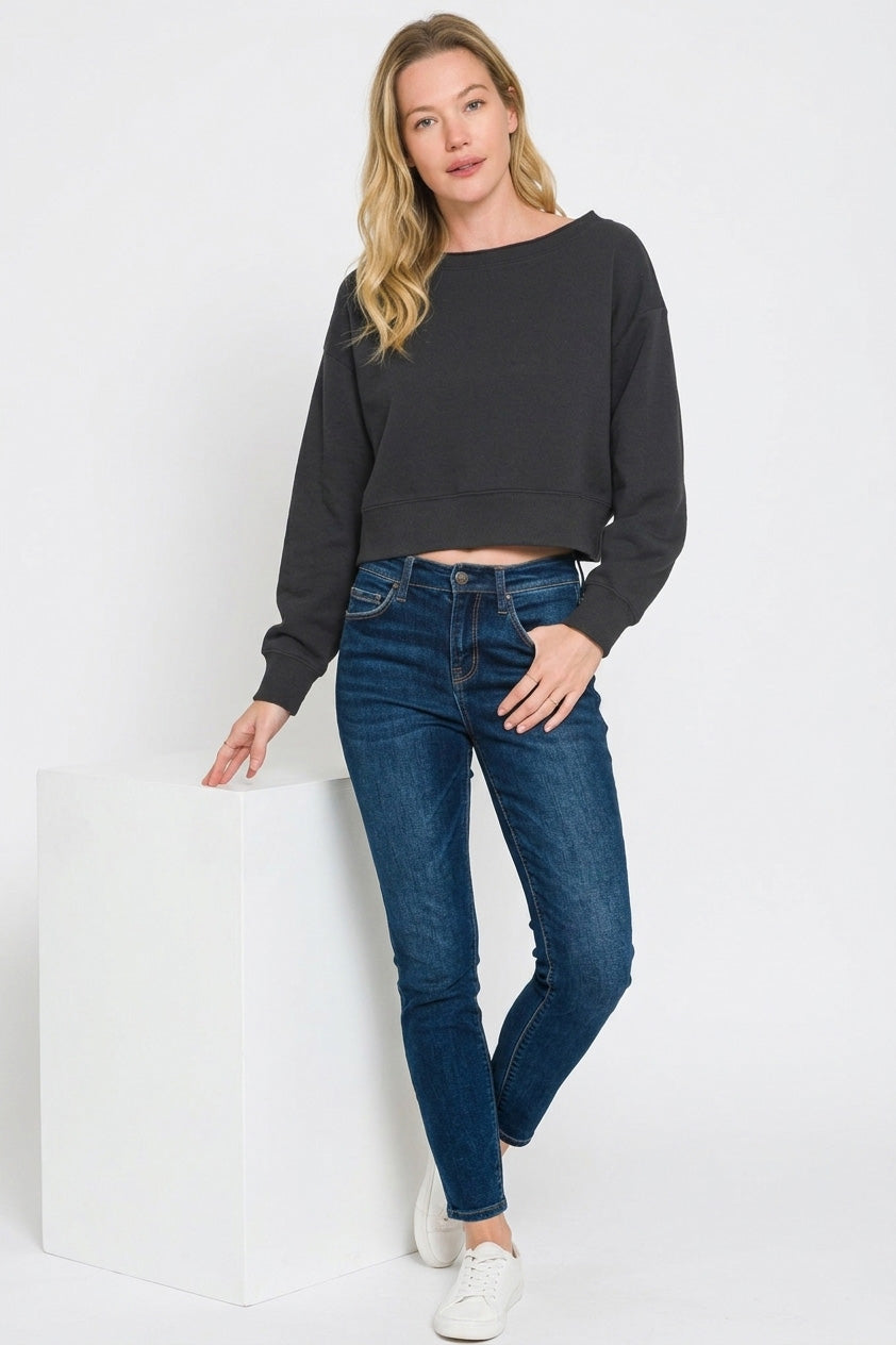Zenana Fleece Boat-neck Sweatshirt