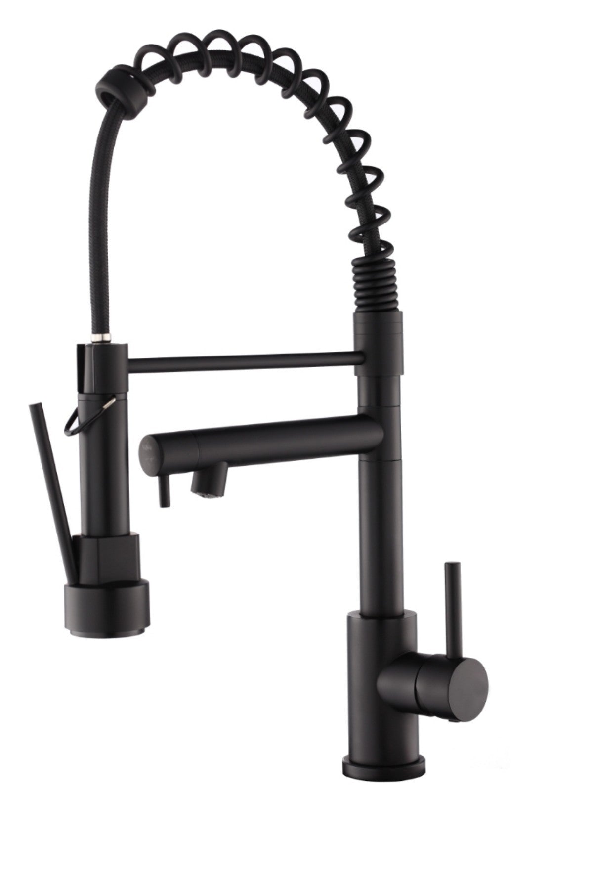 Kitchen Faucet with Pull Down Sprayer, Touch On Single Handle 2- Function Stainless Steel Spring Neck, Single Hole Installation for Residential, Commercial, RV, Bar & More, Matte Black