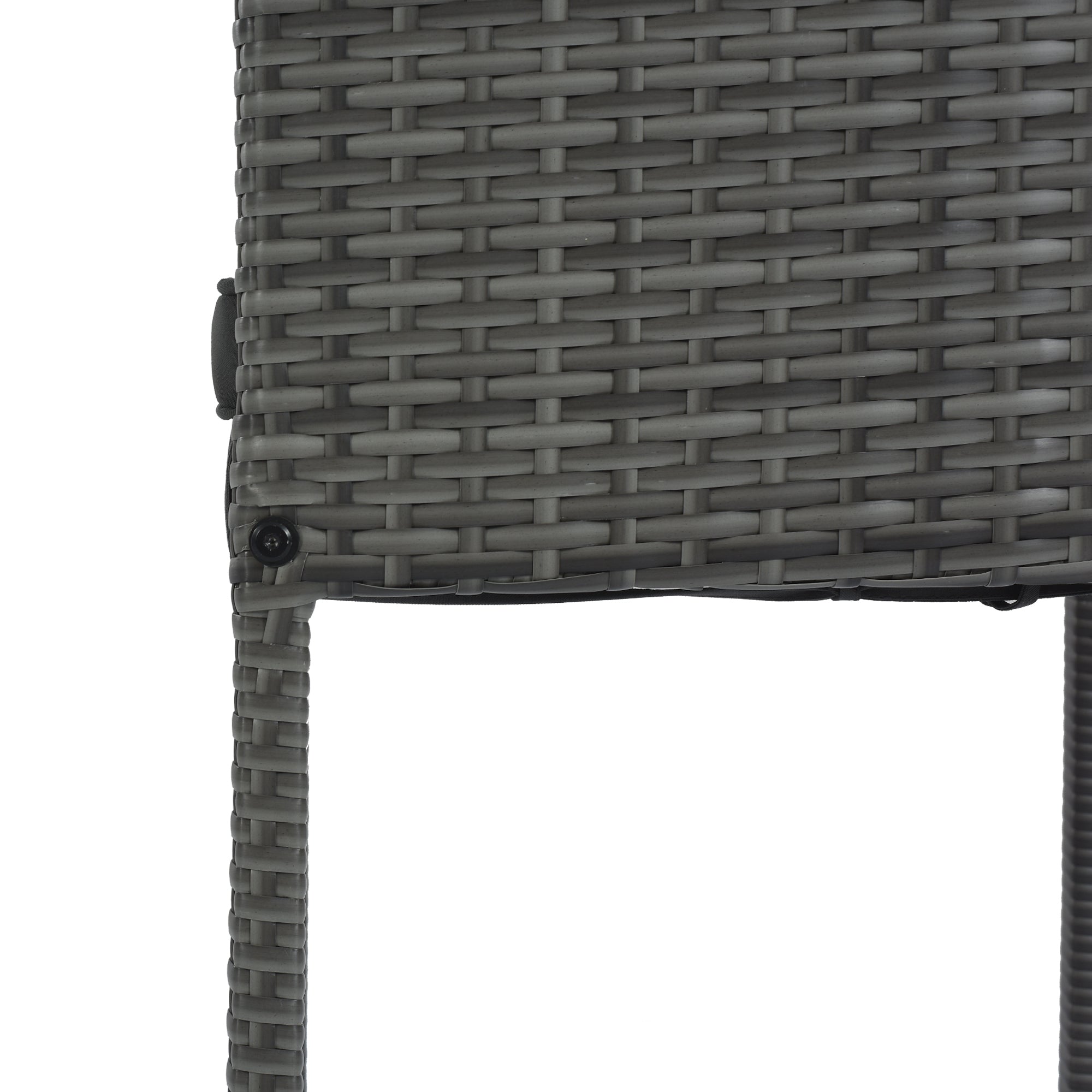 5-piece Outdoor Patio Wicker Bar Set, Bar Height Chairs With Non-Slip Feet And Fixed Rope, Removable Cushion, Acacia Wood Table Top, Brown Wood And Gray Wicker