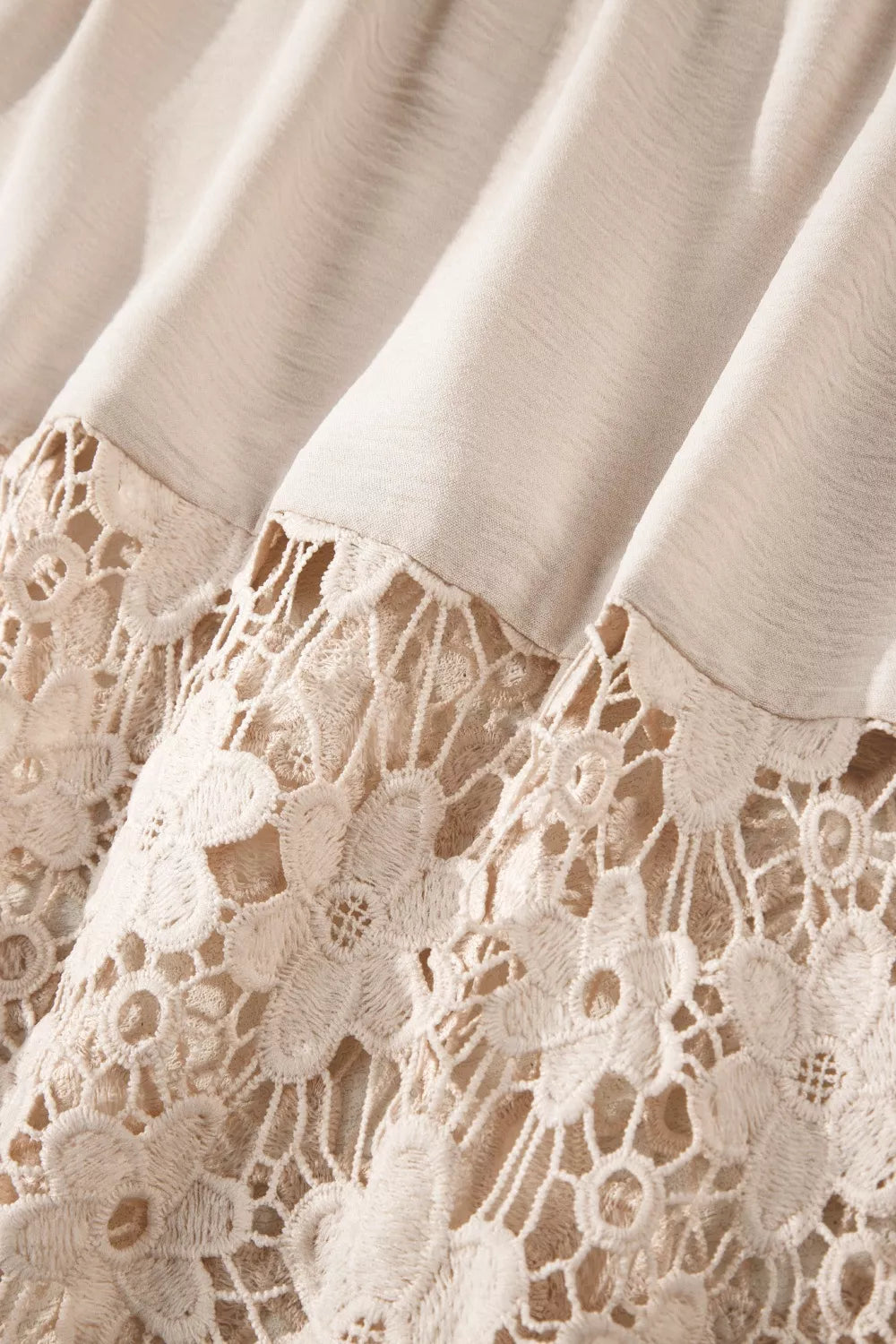 Hollowed Floral Lace Hem Patchwork Loose Halter Summer Dress