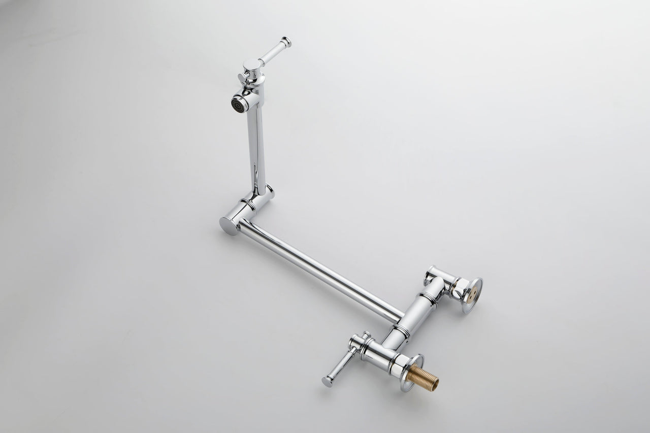 Wall mounted Pot Filler Faucet, Modern Brass Pot Filler Two-Attachment Wall Mount Folding Kitchen Pot Filler Swing Arm
