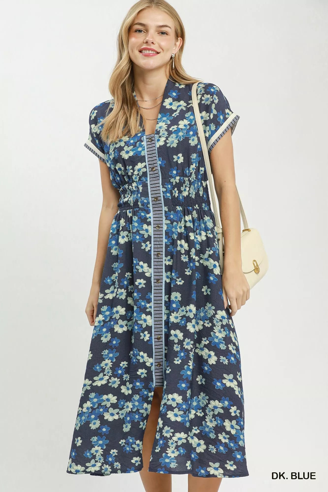 Umgee Ruffle Sleeve Henley Shift Dress