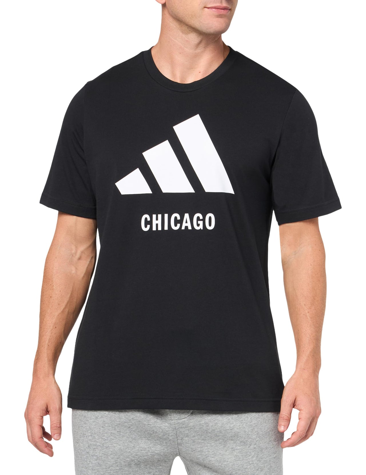 adidas Mens Tall Size Chicago Graphic T-Shirt White/Black
