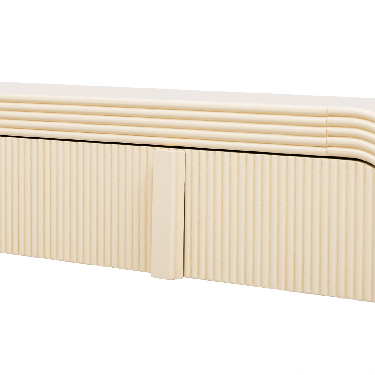 TREXM Modern Console Table with 2 Storage Drawers, Fluted Entryway Table with Rounded Silhouette for Hallway Living Room and Entryway (Apricot Cream)