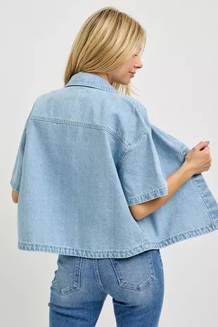RISEN Oversized Half Sleeve Cropped Shirts