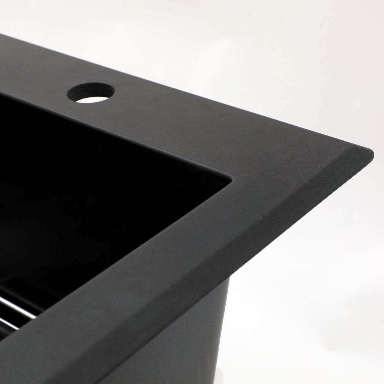 Quartz Kitchen Sink - 33' x 22' Black Granite Composite Drop-In Sink with Durable Construction