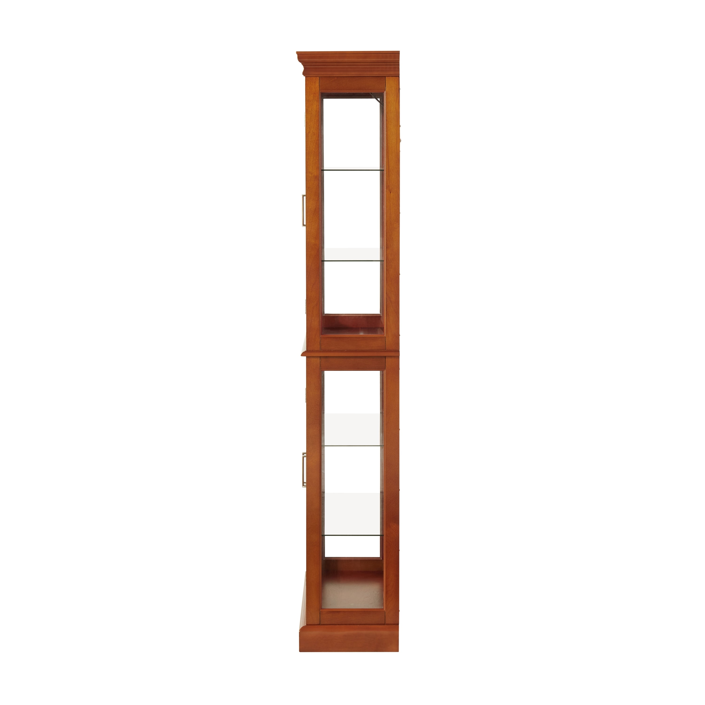 Lighted Curio Cabinet with Adjustable Shelves, Mirrored Back, and Tempered Glass Doors, 6-Tier Walnut Finish