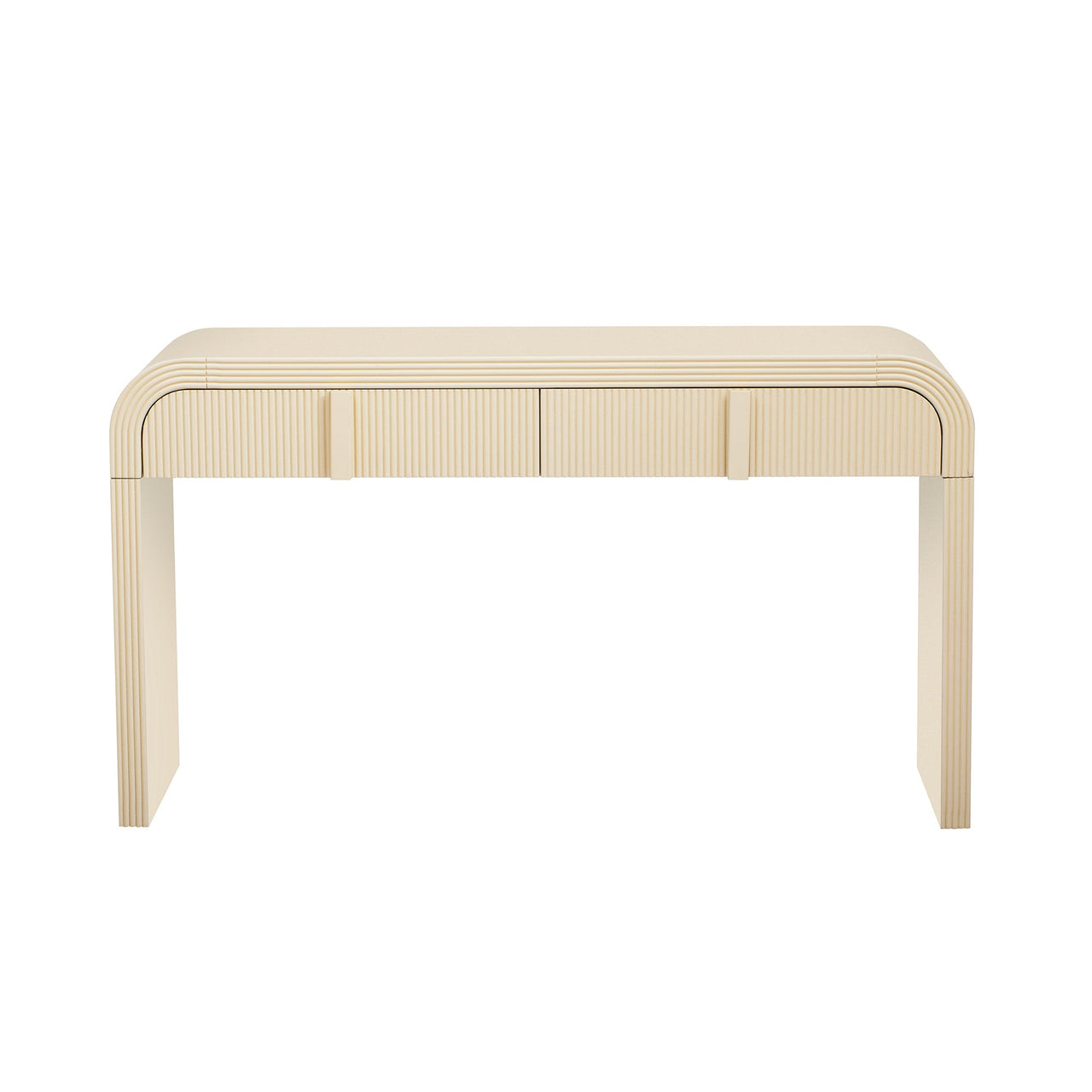 TREXM Modern Console Table with 2 Storage Drawers, Fluted Entryway Table with Rounded Silhouette for Hallway Living Room and Entryway (Apricot Cream)