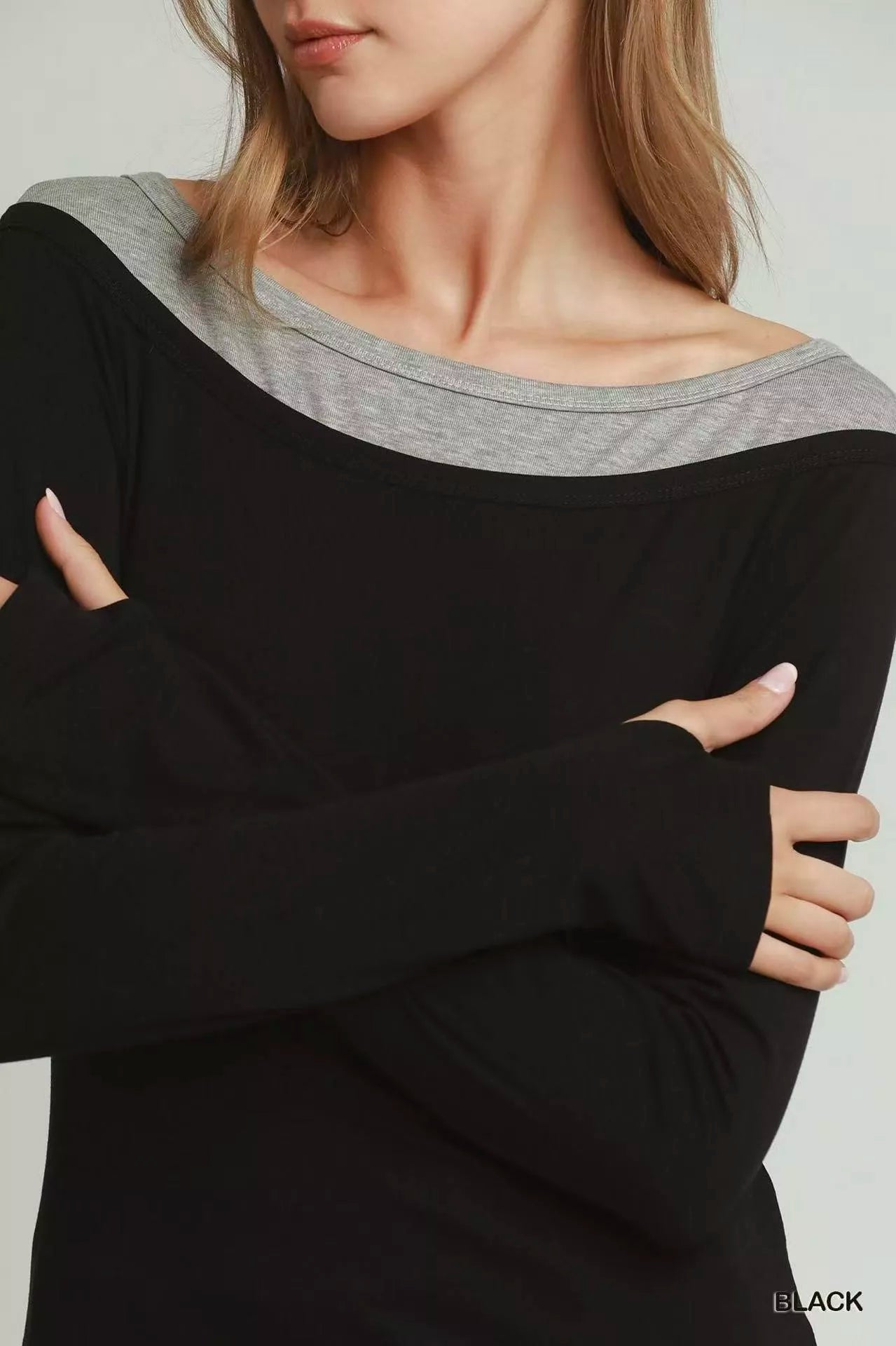 Umgee Layered Twofer Long Sleeve Top