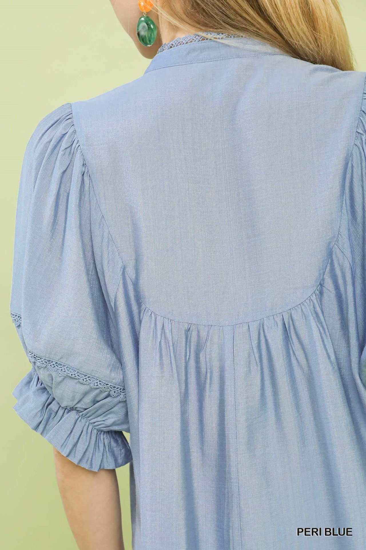 Umgee Smocked Yoke Blouse with Ruffle Sleeves