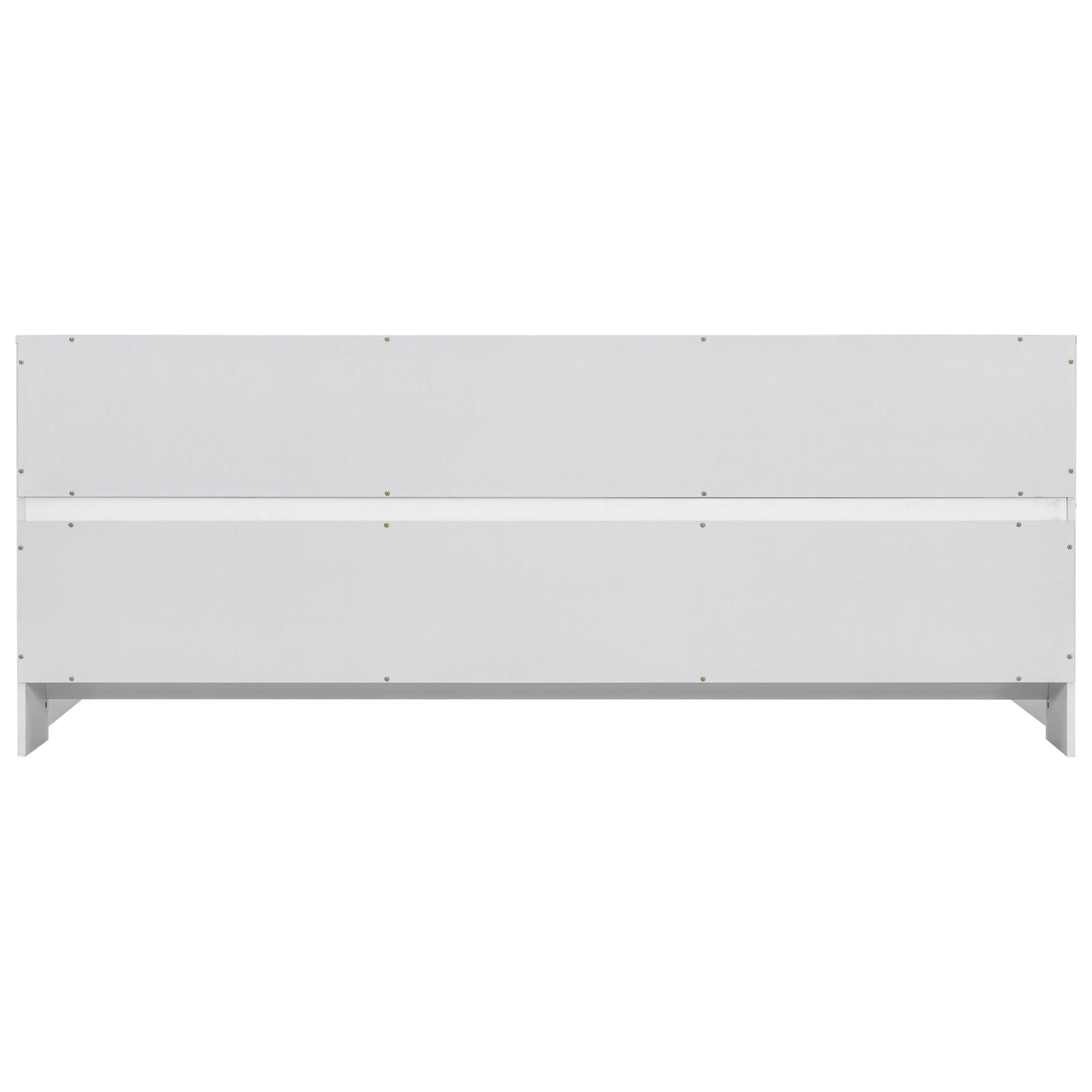 Full Floor Bed with Side Bookcase,Shelves,Guardrails,White