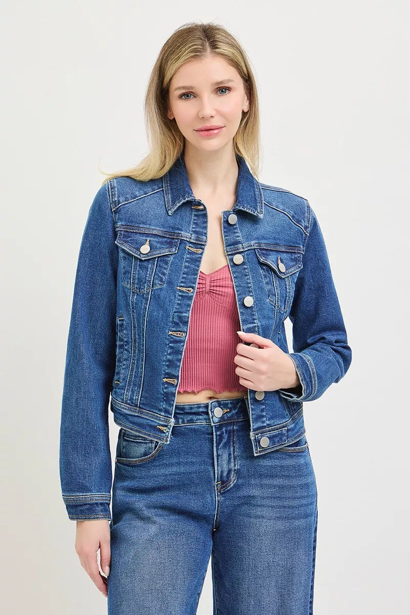 RISEN Basic Fitted Button Down Denim Jacket