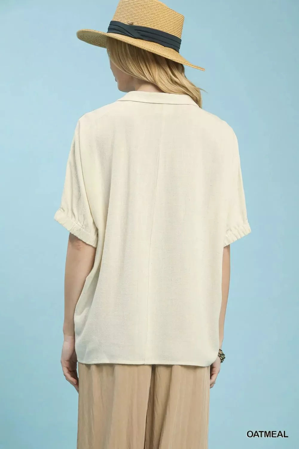 Umgee Floral Embroidered Sleeve Blouse