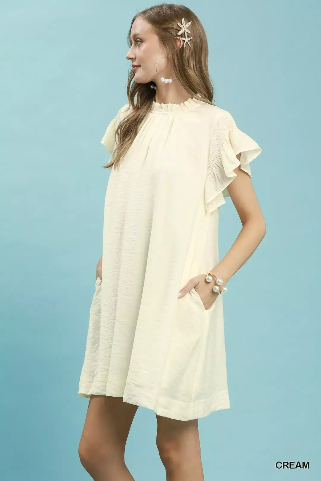 Umgee Ruffle Flutter Sleeve Dress