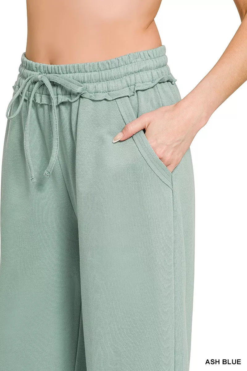Zenana French Terry Wide Leg Sweatpants