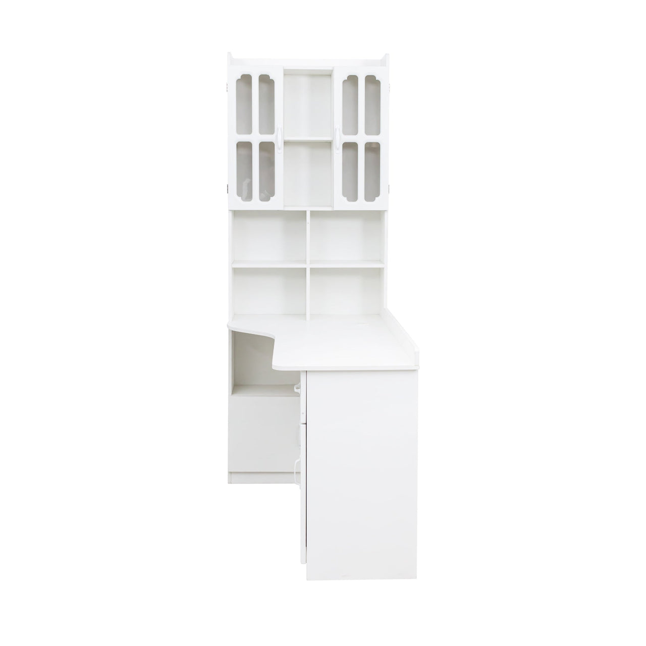 L-Shaped Corner Computer Desk  for Home Office or Study desk, Study Modern Style Table with Drawers, Bookshelf & Hutch, 2-in-1 L-Shaped Design, Large Working Space,white