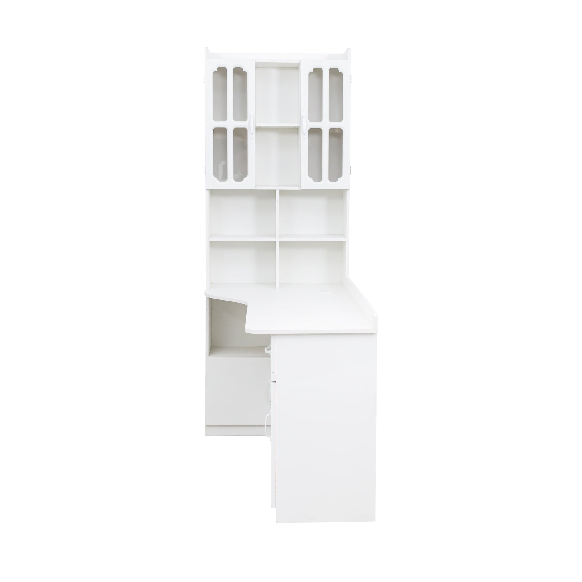 L-Shaped Corner Computer Desk  for Home Office or Study desk, Study Modern Style Table with Drawers, Bookshelf & Hutch, 2-in-1 L-Shaped Design, Large Working Space,white