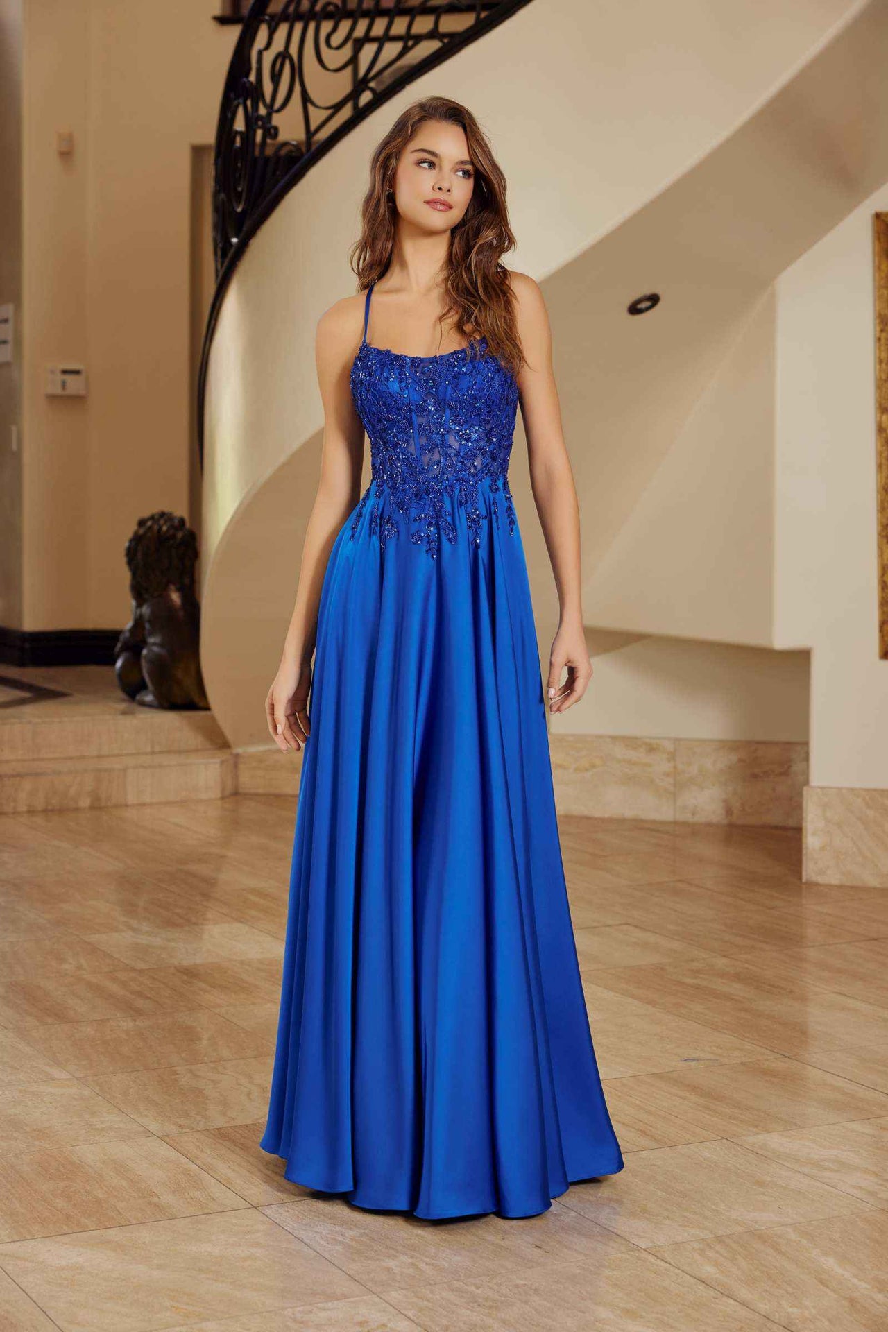 Nox Anabel A1725 Stretch Satin A-Line Dress