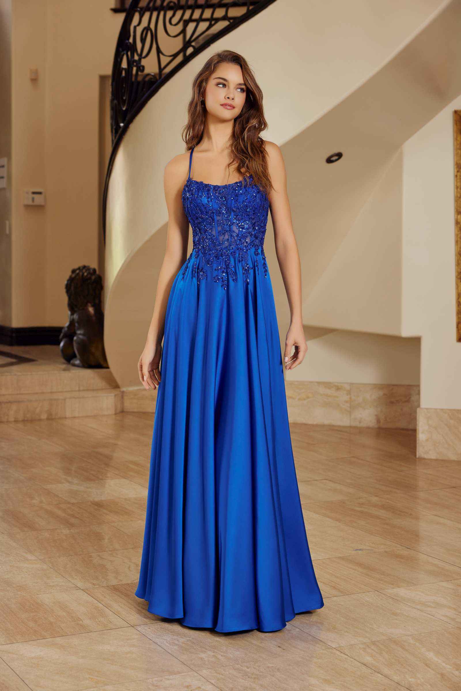 Nox Anabel A1725 Stretch Satin A-Line Dress