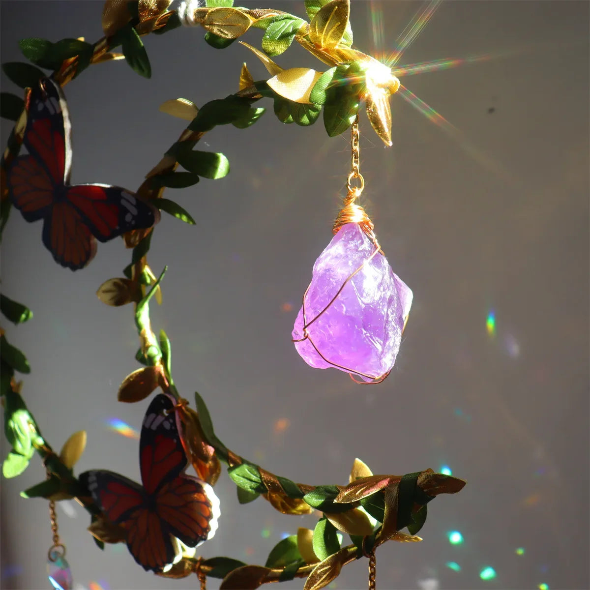 Sun Catcher with Butterfly Floral Vine Design Wedding Decor Home Wedding Party Decoration Ornament