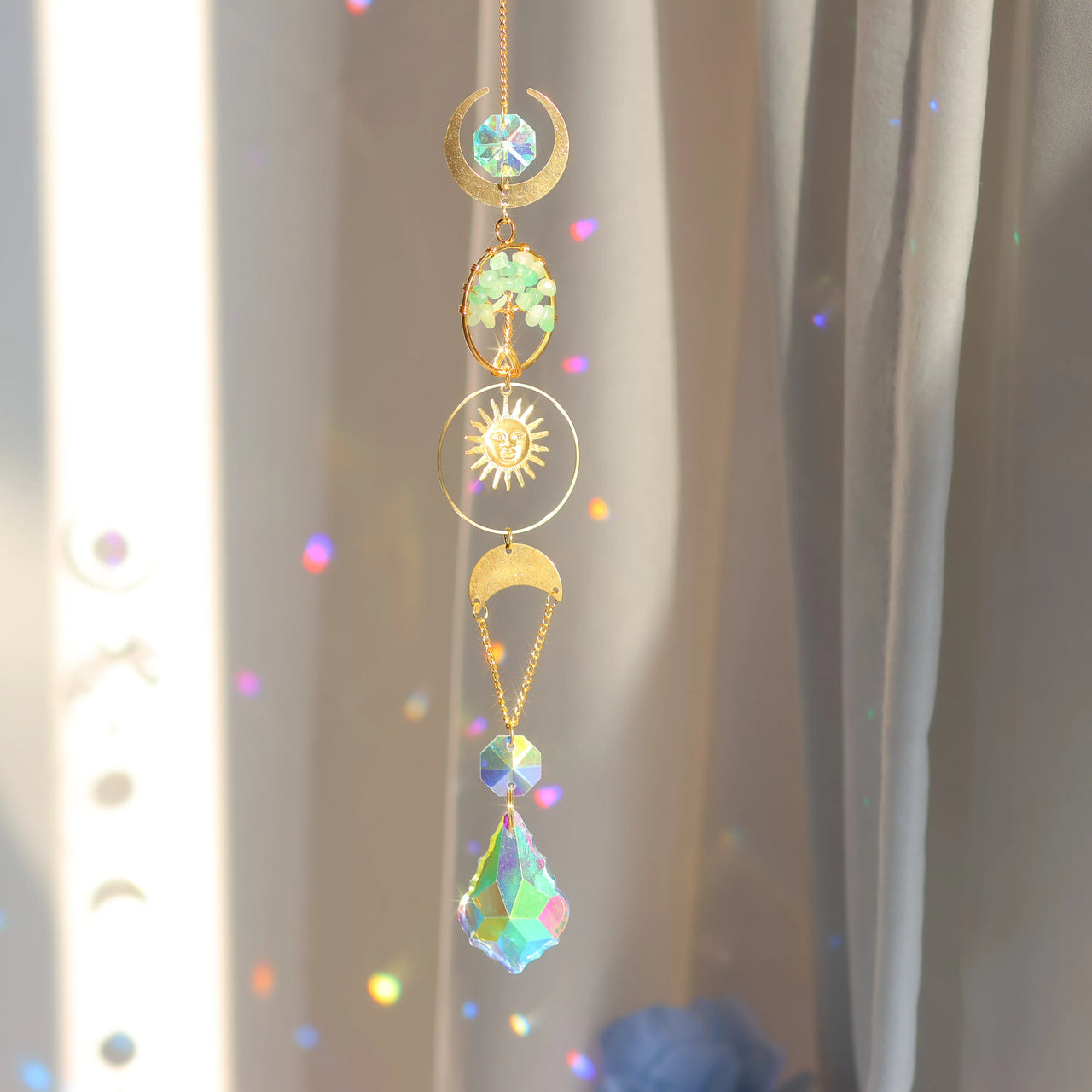 Tree of Life Crystal Pendant Sun Catcher Indoor and Outdoor Rainbow Home Garden Window Christmas Tree Wedding Decoration