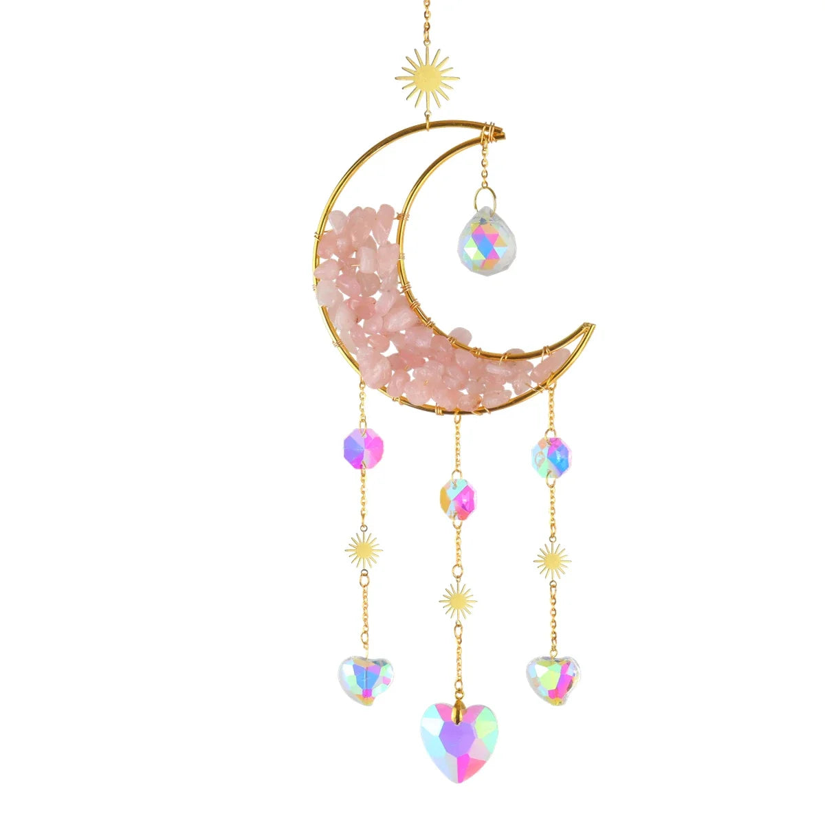 Hourglass Moon Purple Blue Green Pink Crystal Sun Catcher Pendant Decoration, Half Moon Window Hanging Pendant - Home and Garden