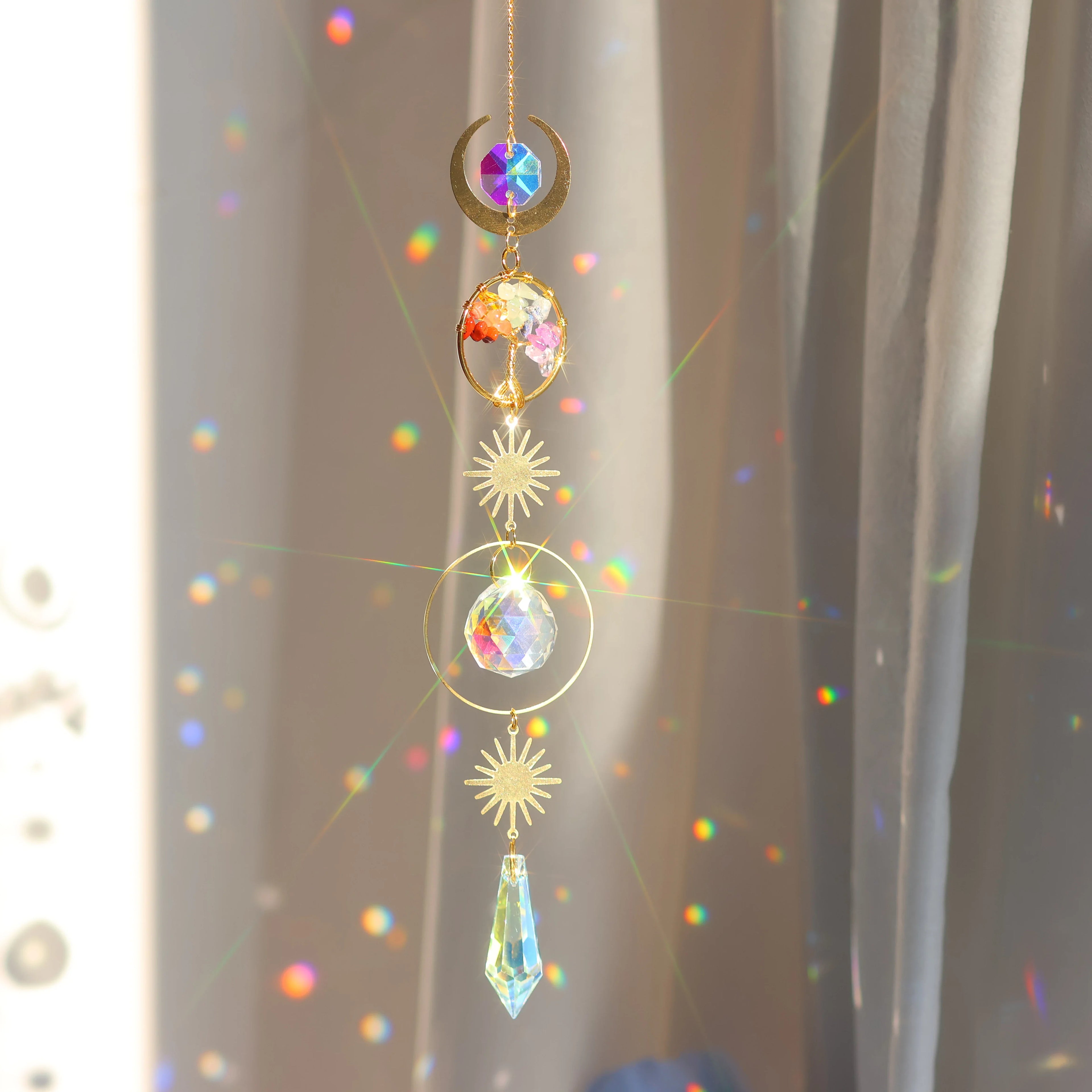 Tree of Life Crystal Pendant Sun Catcher Indoor and Outdoor Rainbow Home Garden Window Christmas Tree Wedding Decoration