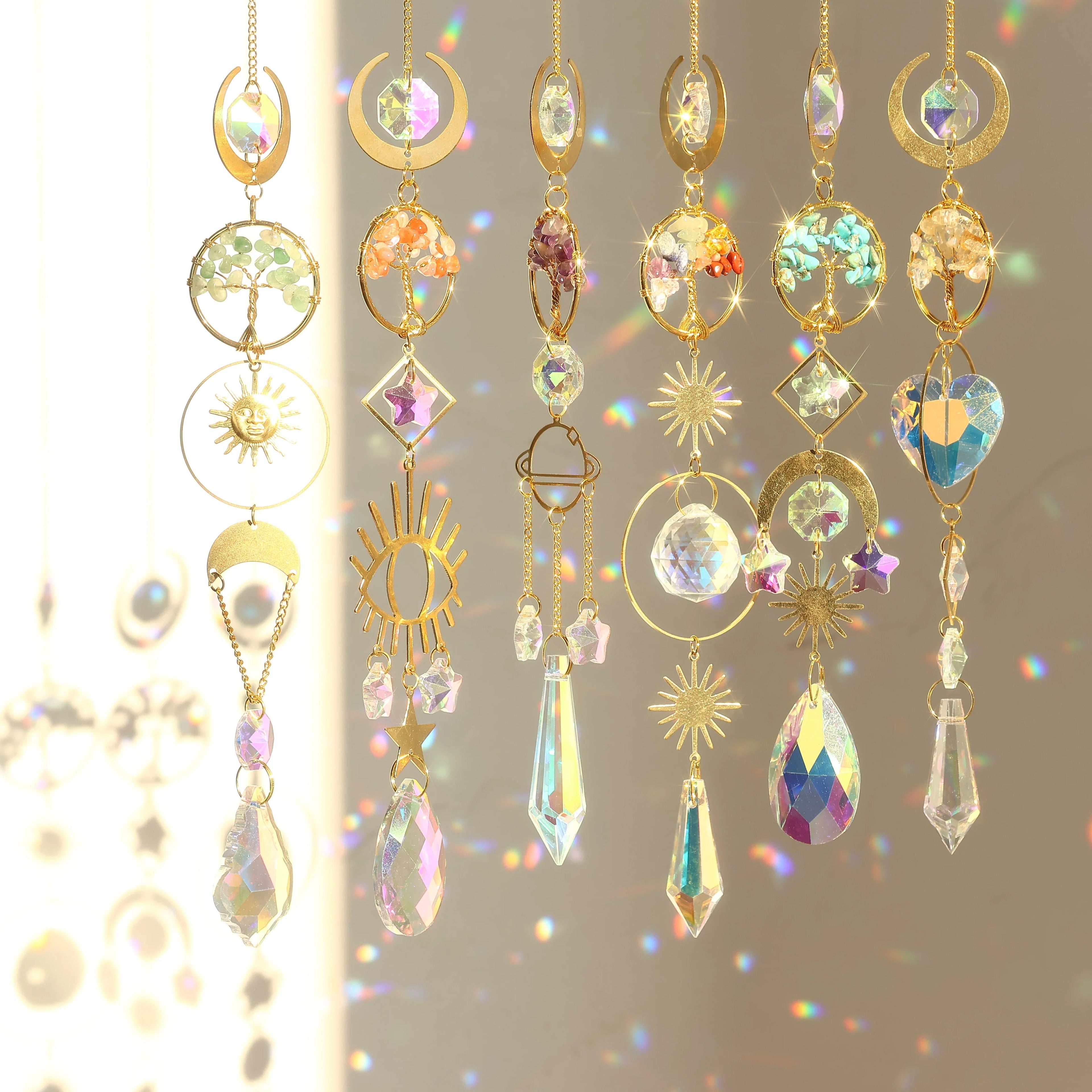 Tree of Life Crystal Pendant Sun Catcher Indoor and Outdoor Rainbow Home Garden Window Christmas Tree Wedding Decoration