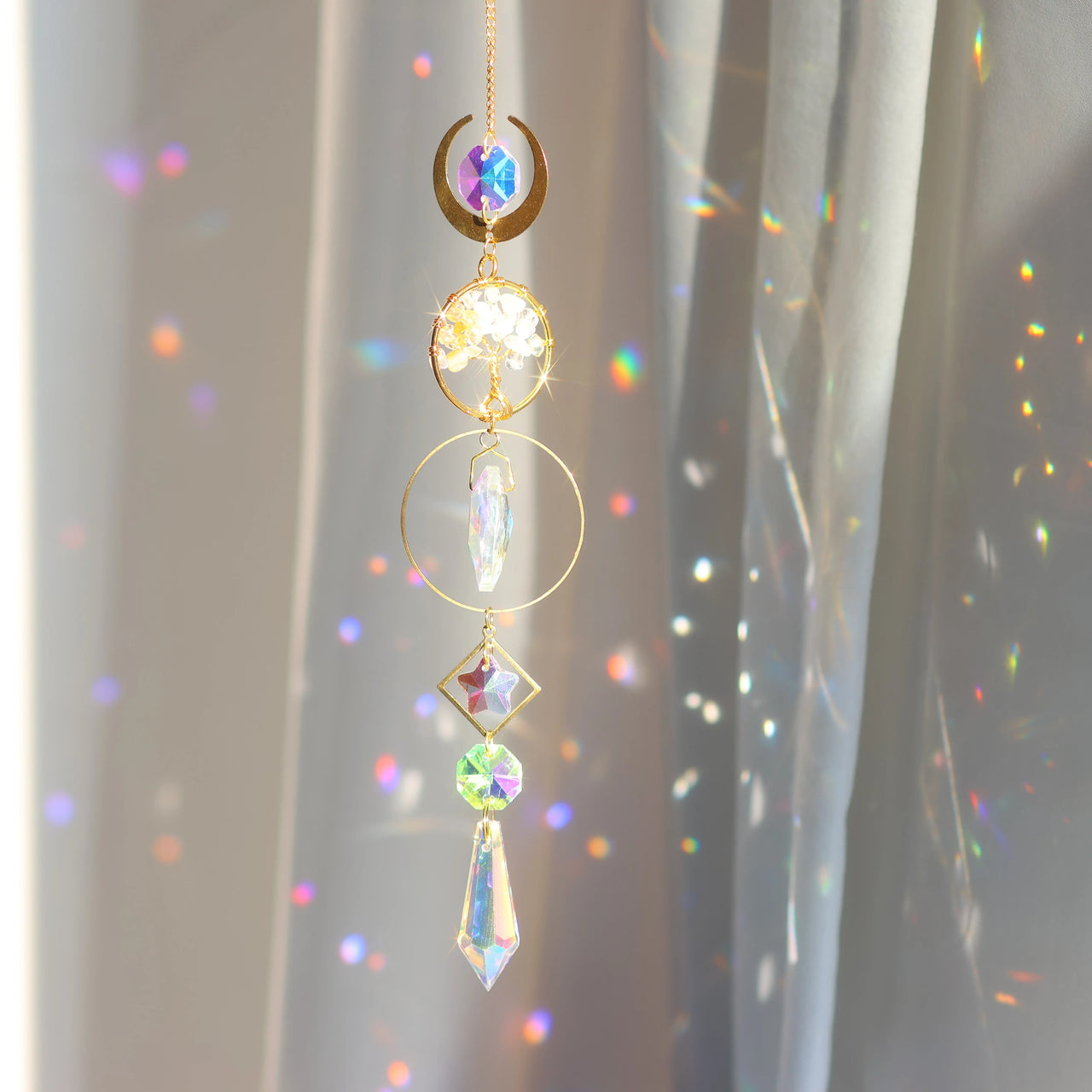 Tree of Life Crystal Pendant Sun Catcher Indoor and Outdoor Rainbow Home Garden Window Christmas Tree Wedding Decoration