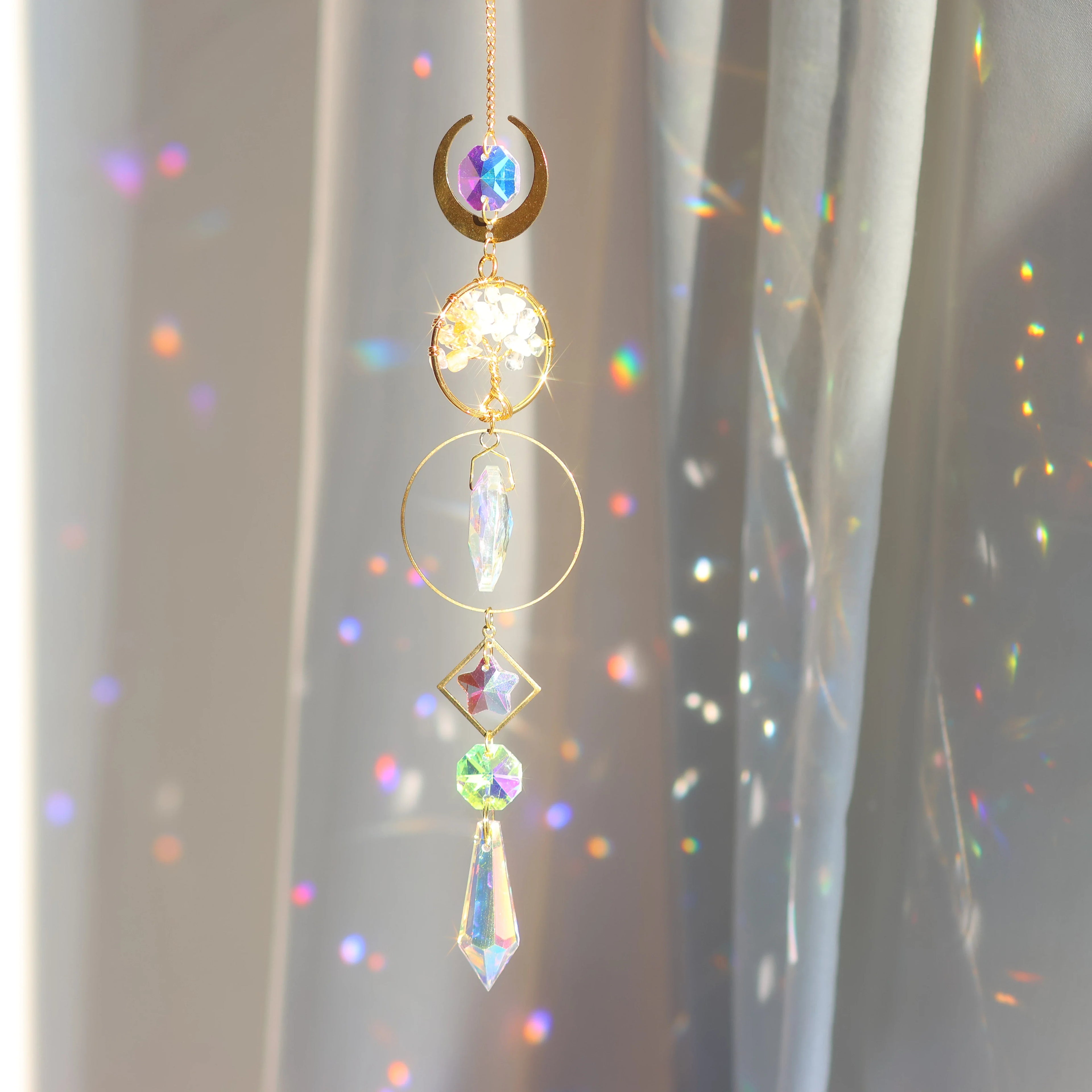 Tree of Life Crystal Pendant Sun Catcher Indoor and Outdoor Rainbow Home Garden Window Christmas Tree Wedding Decoration