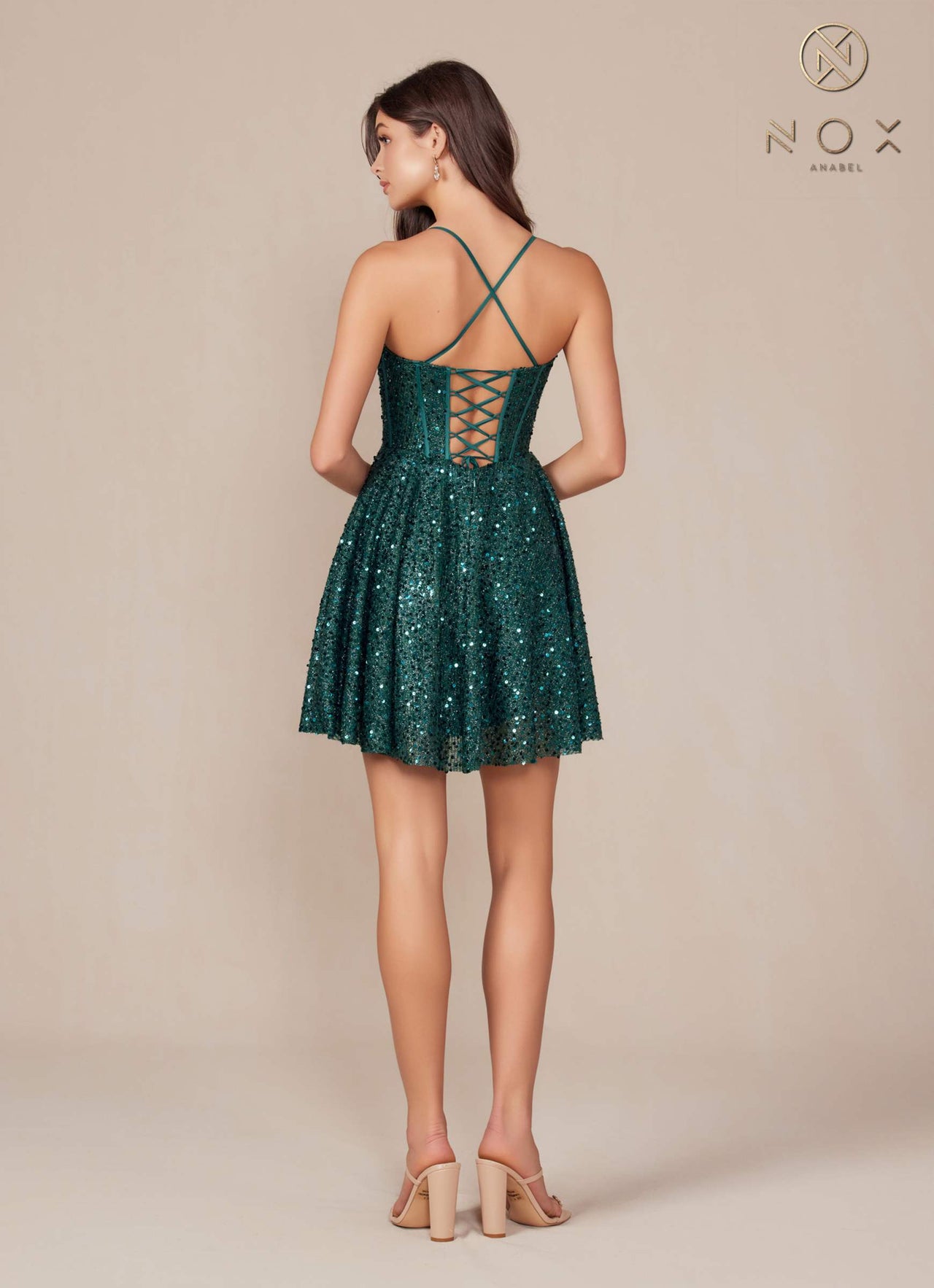 Nox Anabel A843 Short Strapless Sequin A-Line Dress