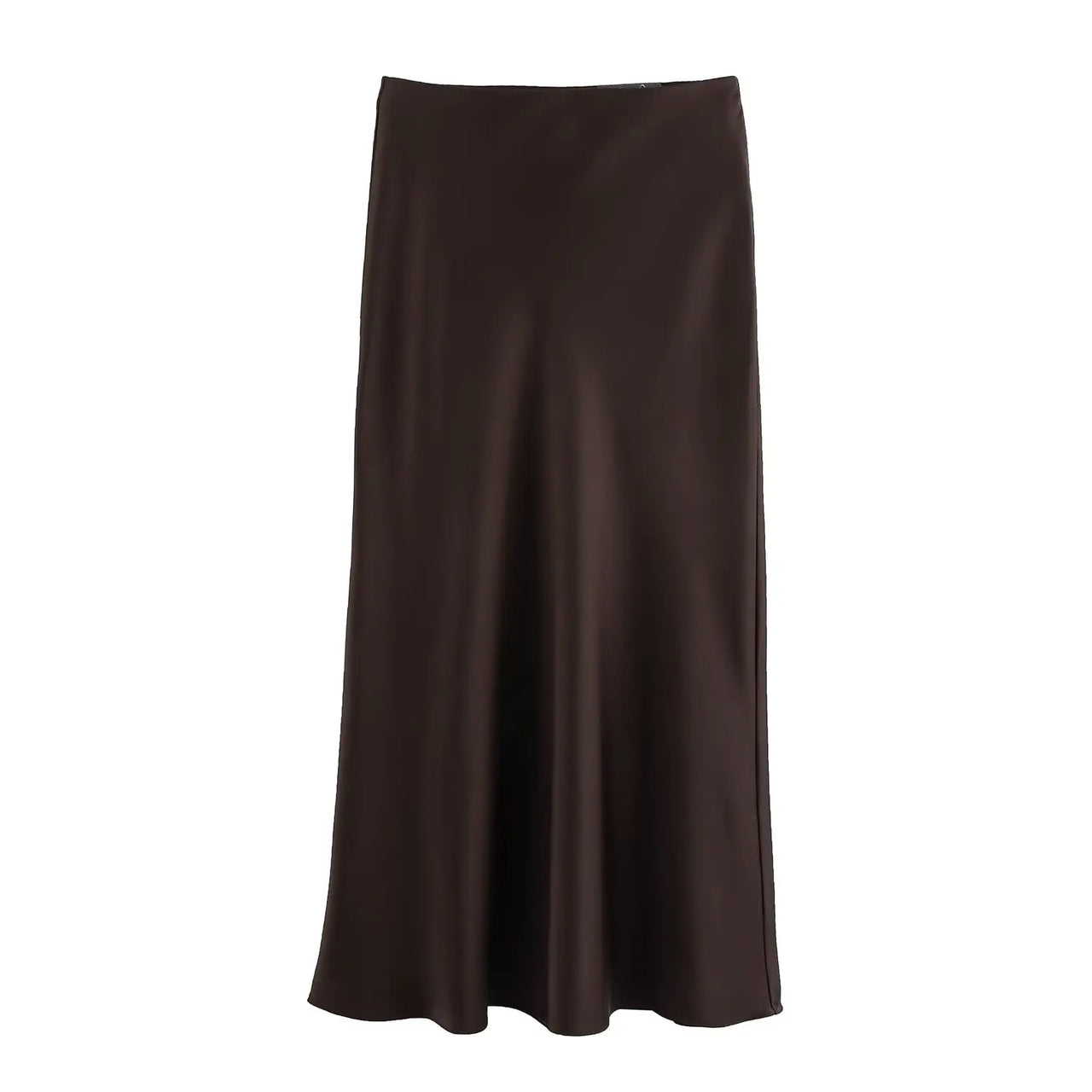 KONDALA Vintage Satin Solid Long Skirts Women High Waist Elastic Silky Skirts Fashion 2025 Spring Elegant Straight Skirts