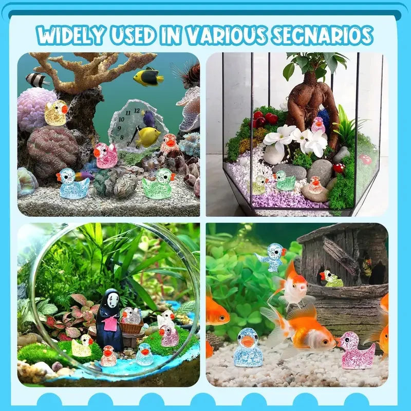 20pcs Glitter Mini Resin Duck Little Duck Figure Tiny Duck for Garden Micro Landscape Aquarium Potted Dollhouse Decoration Decor