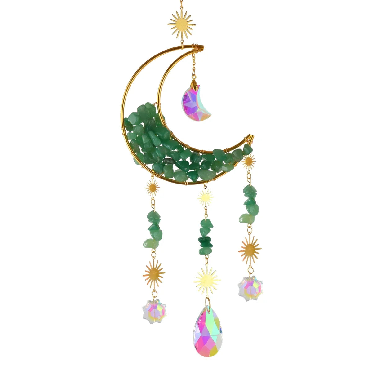 Hourglass Moon Purple Blue Green Pink Crystal Sun Catcher Pendant Decoration, Half Moon Window Hanging Pendant - Home and Garden