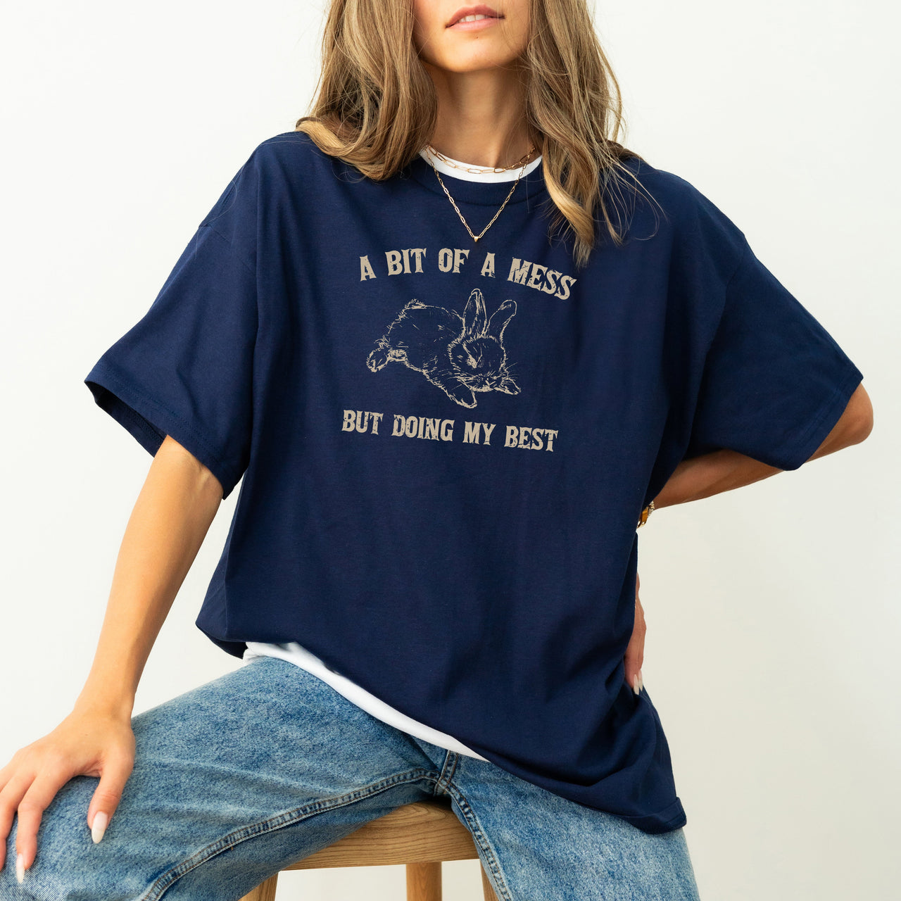 A Bit Of A Mess, Doing My Best Cute Bunny Rabbit Meme Graphic Comfort Colors Tee