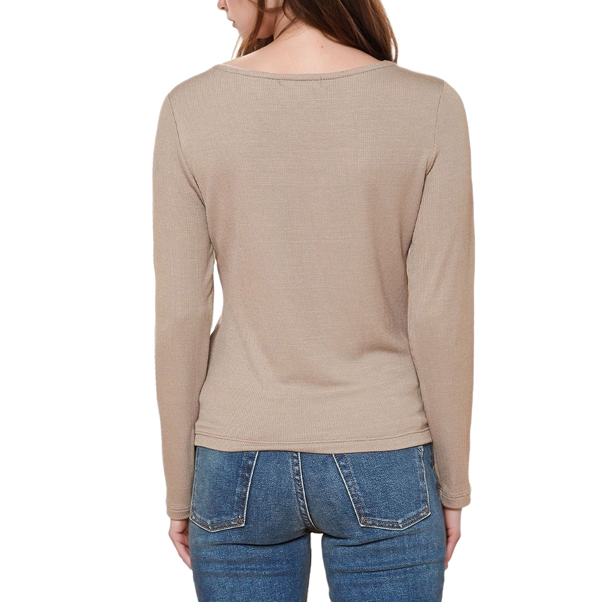 Women's V-Neck Ruched Top in Coco