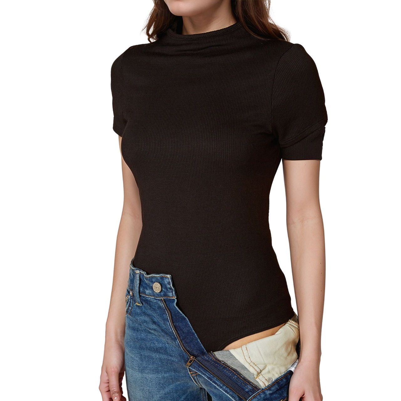 Women's Ribbed Funnel Bodysuit