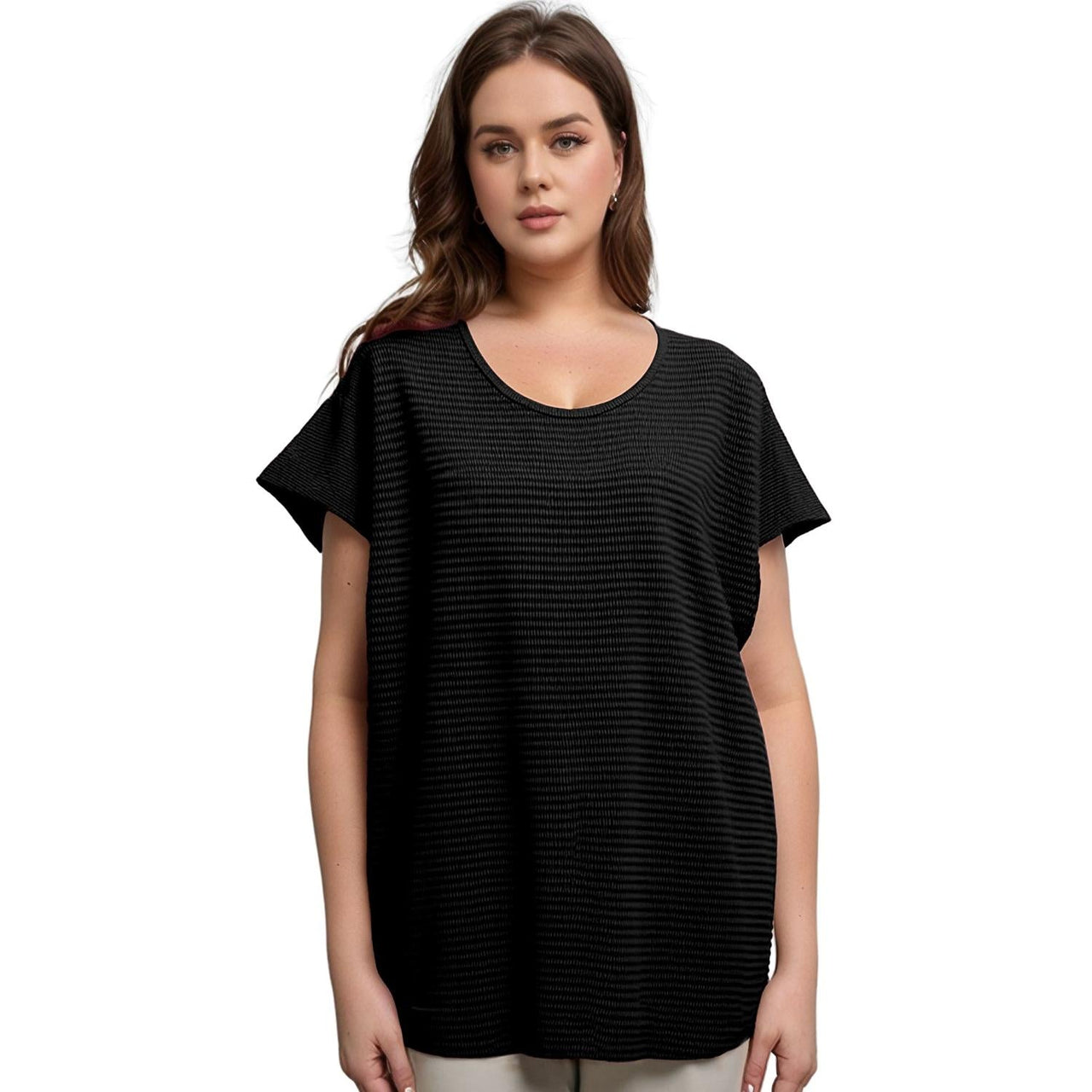 Pleione Plus Size Women's Textured Short Sleeve Top